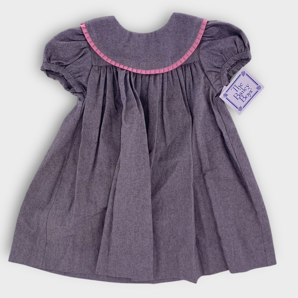 NWT Bailey Boys Short Sleeve Float Dress Gray Flannel Classic Ruffle Collar USA
